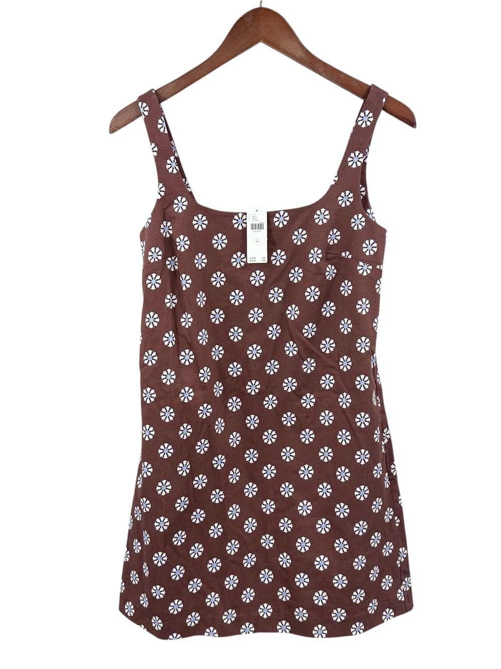 New Anthropologie MAEVE Mini Dress Sleeveless Square Neck Polka Dot Brown